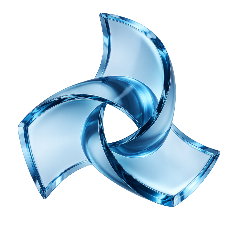 Abstract flowing blue glass planes